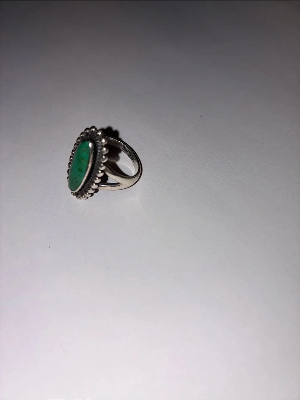 Sterling Silver Turquoise Oval Statement Ring - Green